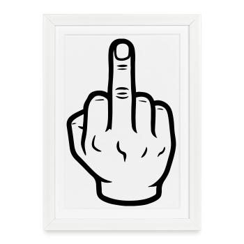 Doigt d’honneur de la main - Affiche encadrée (27 × 37 cm) - blanc - Devant