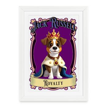 Royal Jack Russell Crowned Portrait - Framed poster (27 × 37 cm) - white - Front