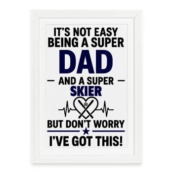 Cœur + Ski – Super Dad Skier - Affiche encadrée (27 × 37 cm) - blanc - Devant