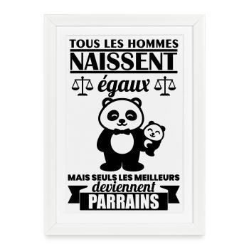 Cadeau Parrain Panda – Meilleur Parrain - Affiche encadrée (27 × 37 cm) - blanc - Devant