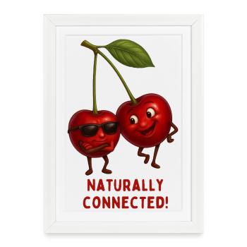 Cerises naturellement connectées - Affiche encadrée (27 × 37 cm) - blanc - Devant