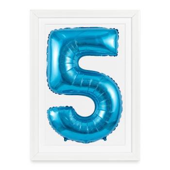 5th Birthday, Fifth Birthday Balloon Blue - Framed poster (27 × 37 cm) - white - Front