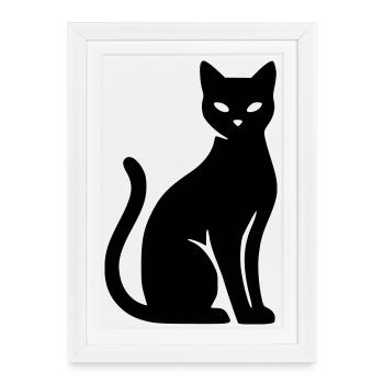 chat - Affiche encadrée (27 × 37 cm) - blanc - Devant