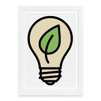 Light Bulb Leaf Eco Idea - Framed poster (27 × 37 cm) - white - Front