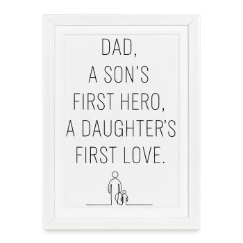Premier héros du père le fils Première fille amoureuse - Affiche encadrée (27 × 37 cm) - blanc - Devant