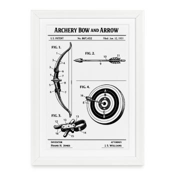 Conception du brevet du plan de tir à l’arc - Affiche encadrée (27 × 37 cm) - blanc - Devant