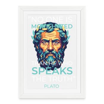 Platon cite Vérité Philosophie grecque - Affiche encadrée (27 × 37 cm) - blanc - Devant
