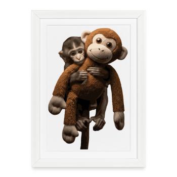 Frappez le singe viral avec une peluche - Affiche encadrée (27 × 37 cm) - blanc - Devant