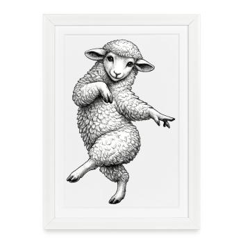 Sketch de l’agneau dansant - Affiche encadrée (27 × 37 cm) - blanc - Devant