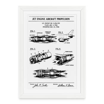 Brevet du plan de propulsion d’avion à réaction. - Affiche encadrée (27 × 37 cm) - blanc - Devant