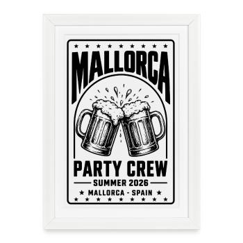 Malle d’été de l’équipe de fête de Majorque 2026 - Affiche encadrée (27 × 37 cm) - blanc - Devant