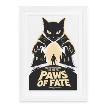 Horreur Chatte Pattes du Destin - Affiche encadrée (27 × 37 cm) - blanc - Devant