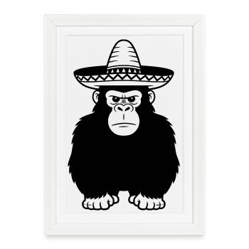 Gorilla sombrero - Affiche encadrée (27 × 37 cm) - blanc - Devant