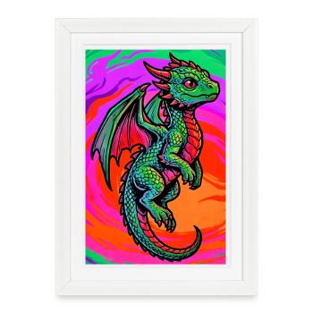 dragon - Framed poster (27 × 37 cm) - white - Front