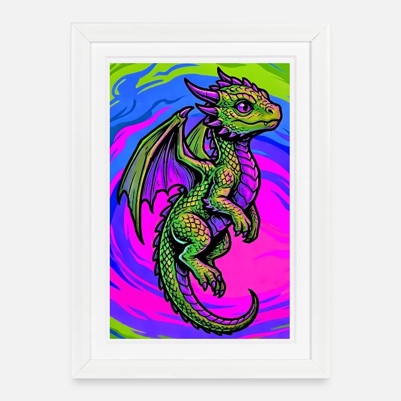 dragon - Affiche encadrée (27 × 37 cm) - blanc
