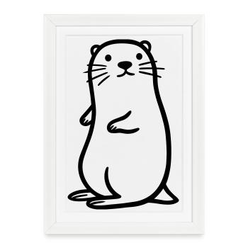 loutre - Affiche encadrée (27 × 37 cm) - blanc - Devant