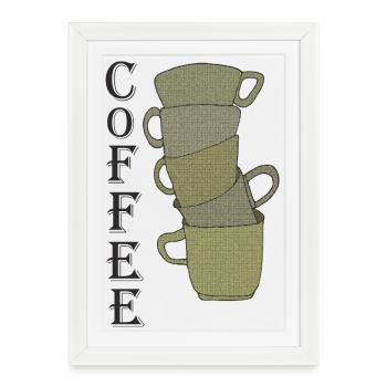 Coffee stack in retro look - Framed poster (27 × 37 cm) - white - Front
