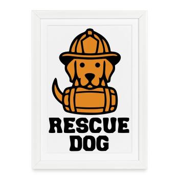 Icône du chien de sauvetage Rettungshund - Affiche encadrée (27 × 37 cm) - blanc - Devant
