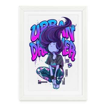 Urban Dreamer Lofi Anime Girl Graffiti Streetwear - Framed poster (27 × 37 cm) - white - Front