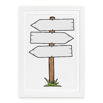 Panneau de direction en bois - Affiche encadrée (27 × 37 cm) - blanc - Devant