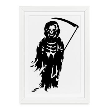 A Grande Faucheuse - Mort avec une faux - Affiche encadrée (27 × 37 cm) - blanc - Devant