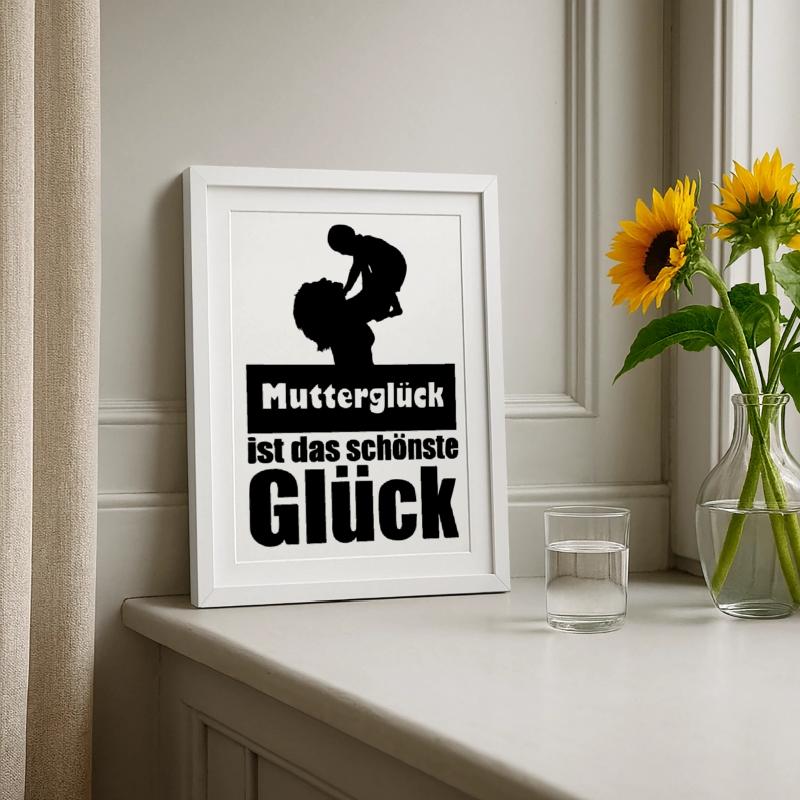 Mutterglück Mutter Muttertag Geburt Geschenk Gerahmtes Poster (27 × 37 cm)