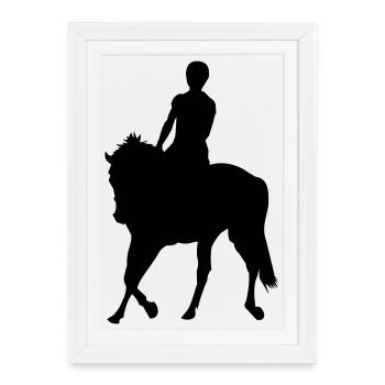 Chevaux,cheval,équitation,poney,cowboy,trot,galop - Affiche encadrée (27 × 37 cm) - blanc - Devant
