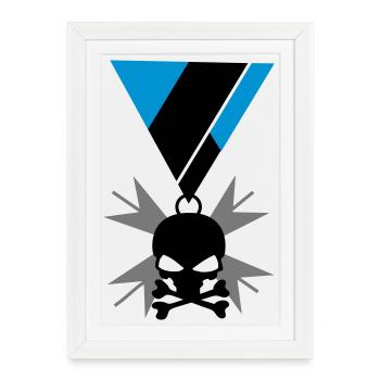 Médaille Skull Skull and Bones - Affiche encadrée (27 × 37 cm) - blanc - Devant
