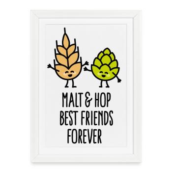 Malt hop best friends forever BFF marrant Bière - Affiche encadrée (27 × 37 cm) - blanc - Devant