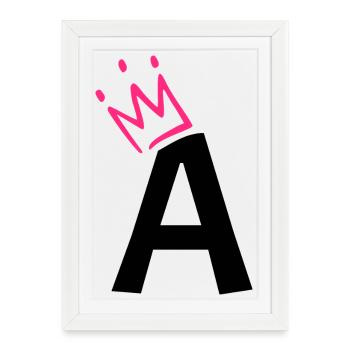 Letter A with crown - Framed poster (27 × 37 cm) - white - Front