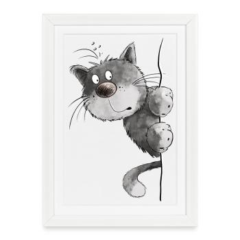 Happy Cat I Cat Friends Gift - Framed poster (27 × 37 cm) - white - Front
