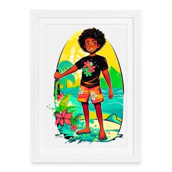 Beach Friendship - Summer Adventures - Framed poster (27 × 37 cm) - white - Front