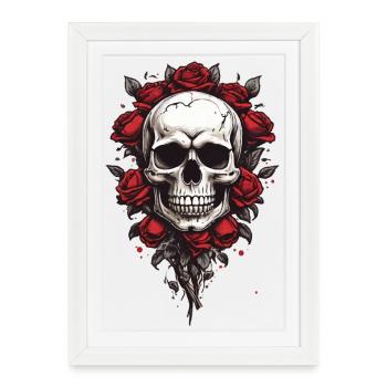 Crâne rose de style gothique - Affiche encadrée (27 × 37 cm) - blanc - Devant