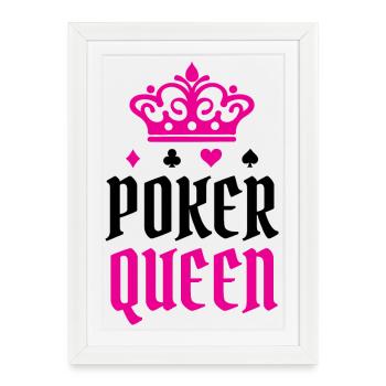 Poker Queen Déclaration Gagner Casino de Poker - Affiche encadrée (27 × 37 cm) - blanc - Devant