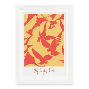 Fly High Bird – Abstract Bird Graphic in Motion - Framed poster (27 × 37 cm) - white - Front