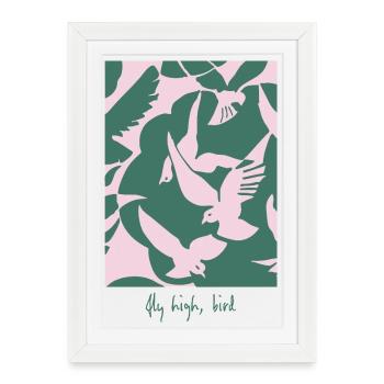 Fly High, Bird – Elegant Bird Design - Framed poster (27 × 37 cm) - white - Front