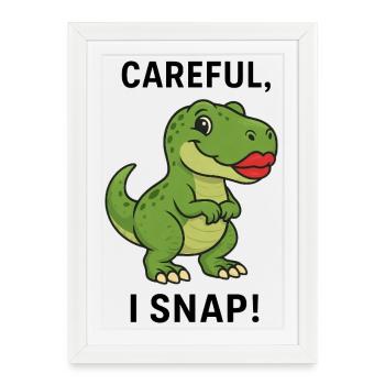 Dino T-Rex Attention I Snap Rouge à lèvres - Affiche encadrée (27 × 37 cm) - blanc - Devant