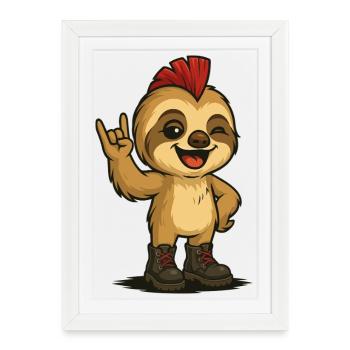 Punky Sloth Power - Framed poster (27 × 37 cm) - white - Front