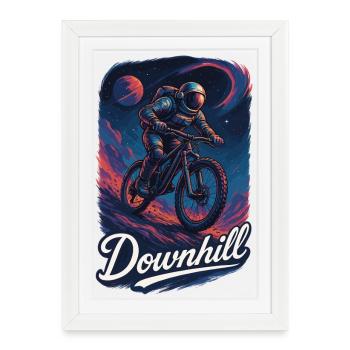 VTT VTT Descente Astronaute Cadeau - Affiche encadrée (27 × 37 cm) - blanc - Devant