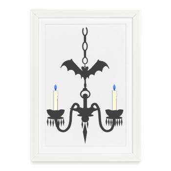 Fledermaus-Kronleuchter halloweenLook - Gerahmtes Poster (27 × 37 cm) - Weiß - Vorne