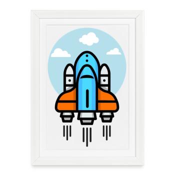 Futuristic Spacecraft Illustration - Framed poster (27 × 37 cm) - white - Front