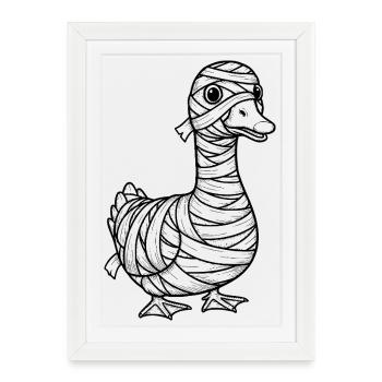 Un drôle de canard est déguisé en momie - Affiche encadrée (27 × 37 cm) - blanc - Devant