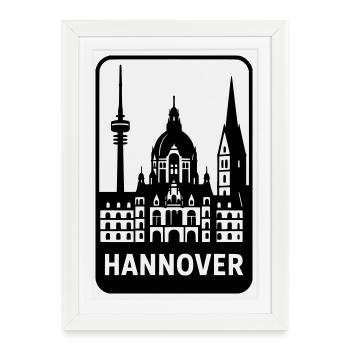 Silhouette de Hanovre - Affiche encadrée (27 × 37 cm) - blanc - Devant