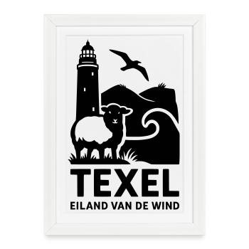 Texel île de Frise occidentale vacances détente Hollande - Affiche encadrée (27 × 37 cm) - blanc - Devant