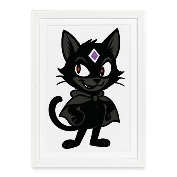 Mauvaises vibrations de chat - Affiche encadrée (27 × 37 cm) - blanc - Devant