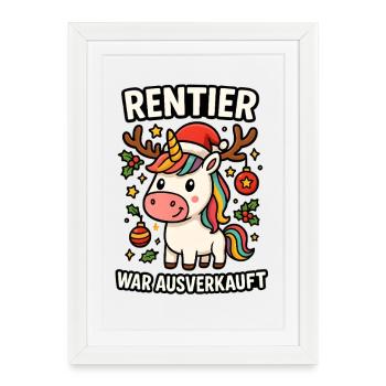 Unicorn Reindeer était épuisé - Affiche encadrée (27 × 37 cm) - blanc - Devant