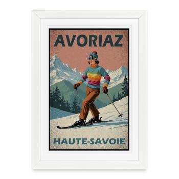 Avoriaz Morzine, France - Affiche encadrée (27 × 37 cm) - blanc - Devant