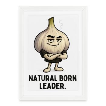 Dessin animé de l’ail du leader né - Affiche encadrée (27 × 37 cm) - blanc - Devant