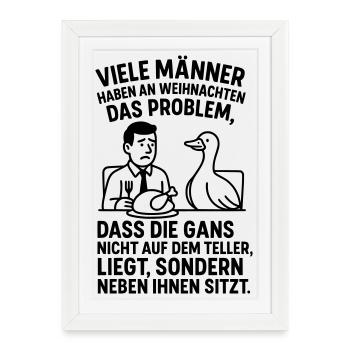 Blague sur les hommes de Noël à l’oie - Affiche encadrée (27 × 37 cm) - blanc - Devant