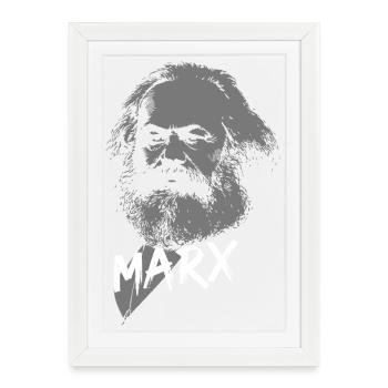 Portrait de silhouette marxiste - Affiche encadrée (27 × 37 cm) - blanc - Devant